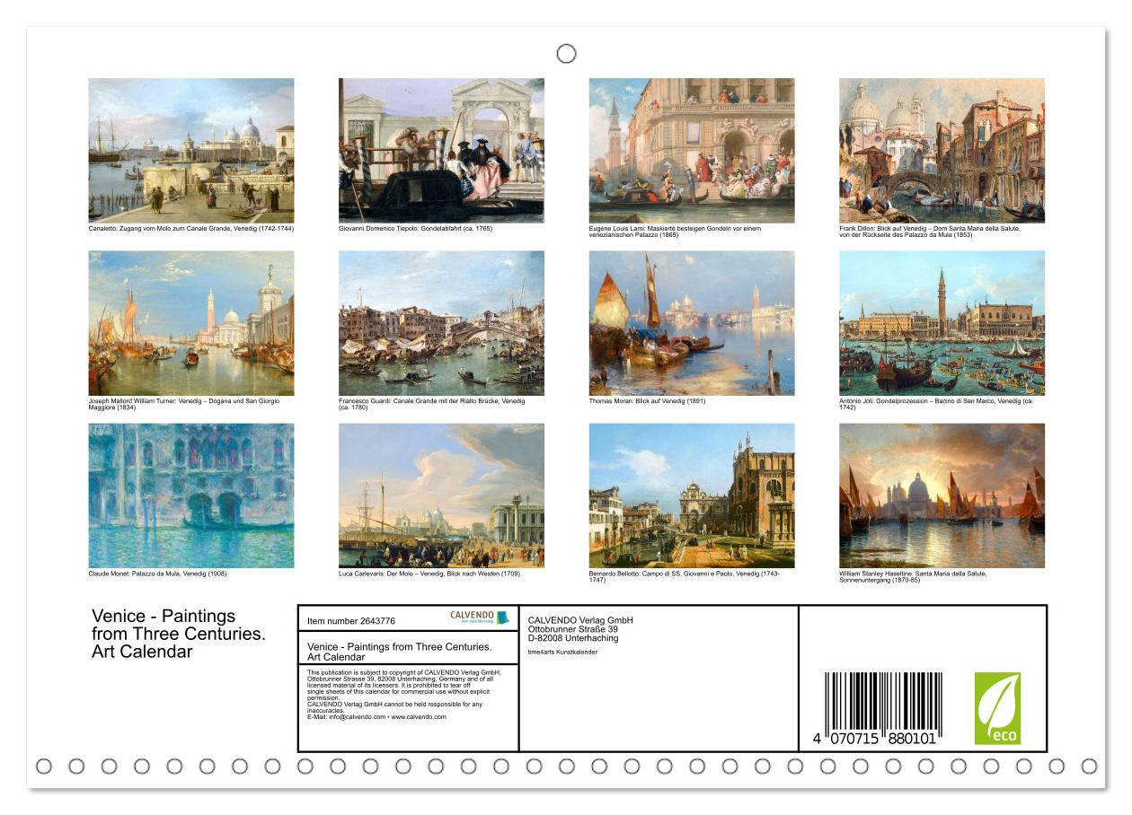Venedig - Gemälde aus drei Jahrhunderten. Kunstkalender