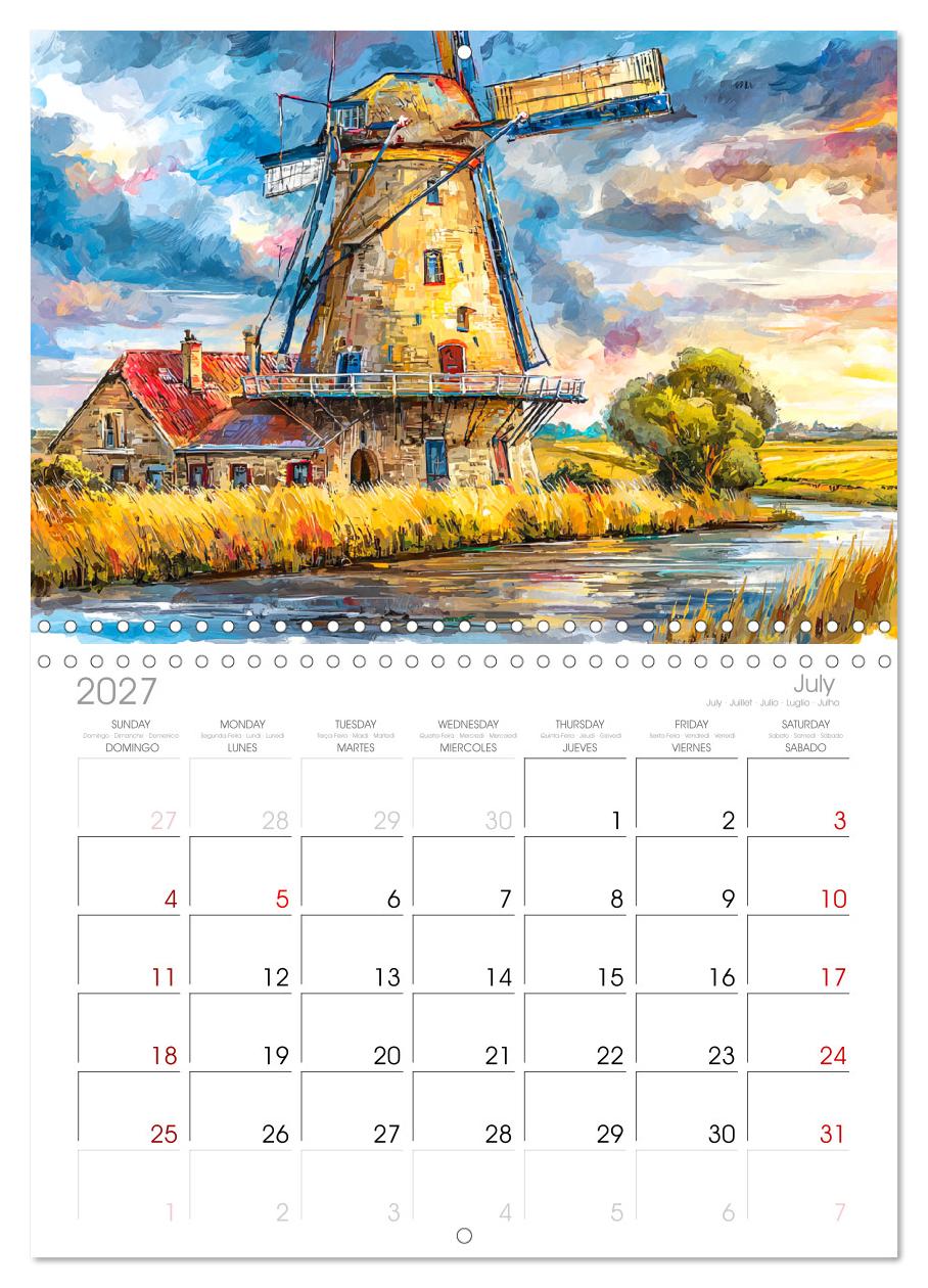 Niederlande. Aquarelle zwischen Grachten und Tulpenfeldern