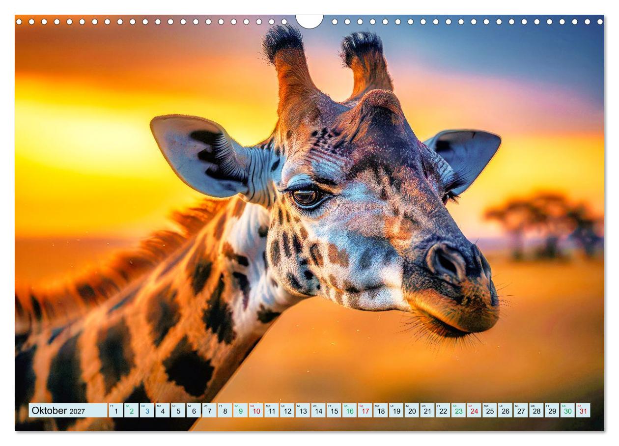Elefanten und Giraffen im Abendlicht
