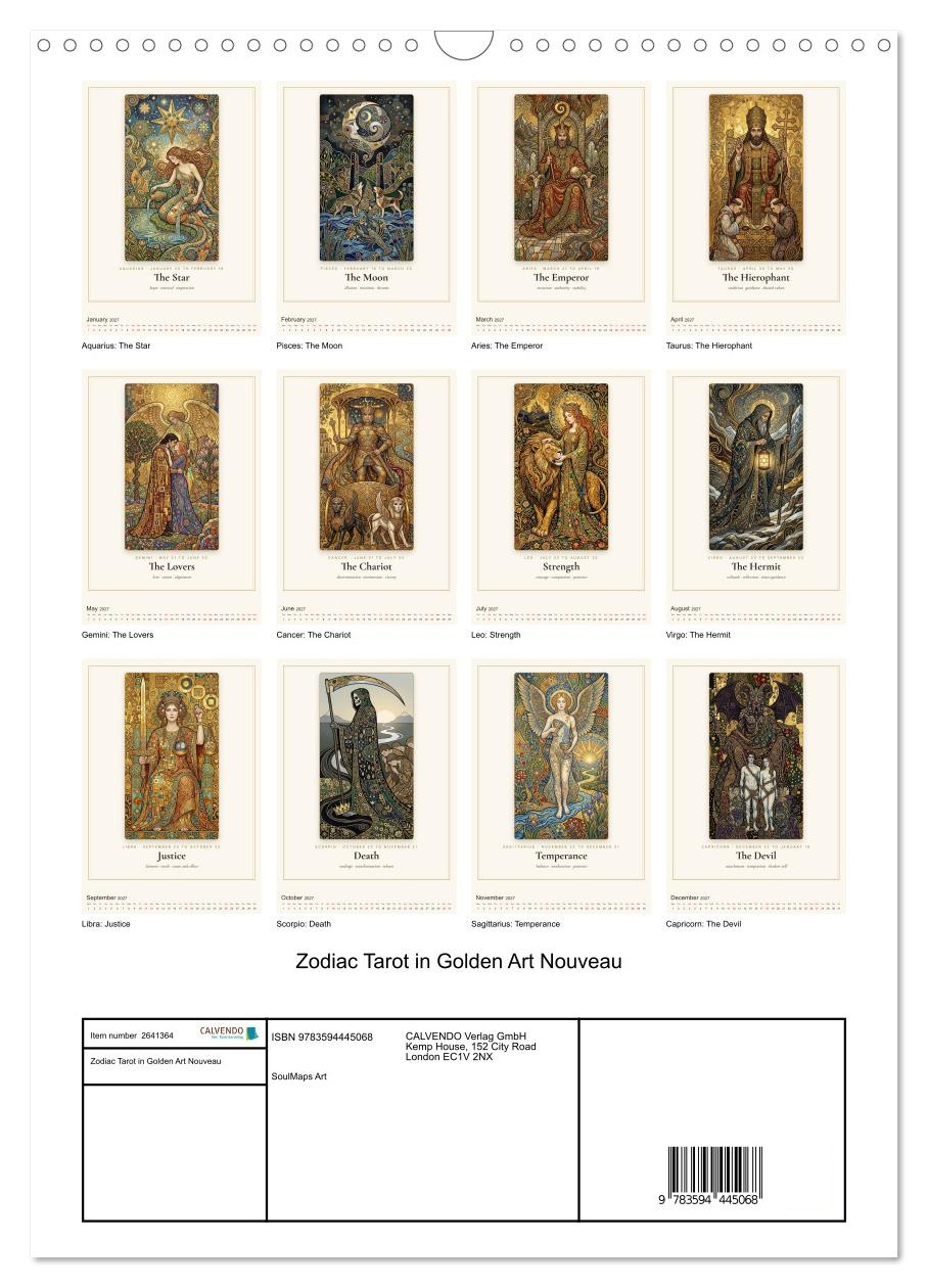 Zodiac Tarot in Golden Art Nouveau