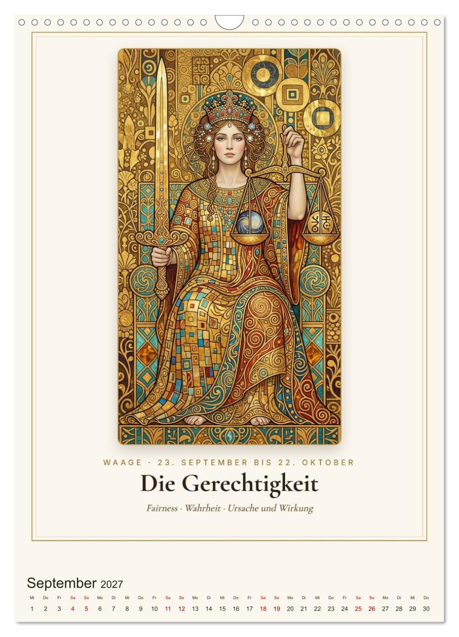 Tarot der Sternzeichen im goldenen Jugendstil