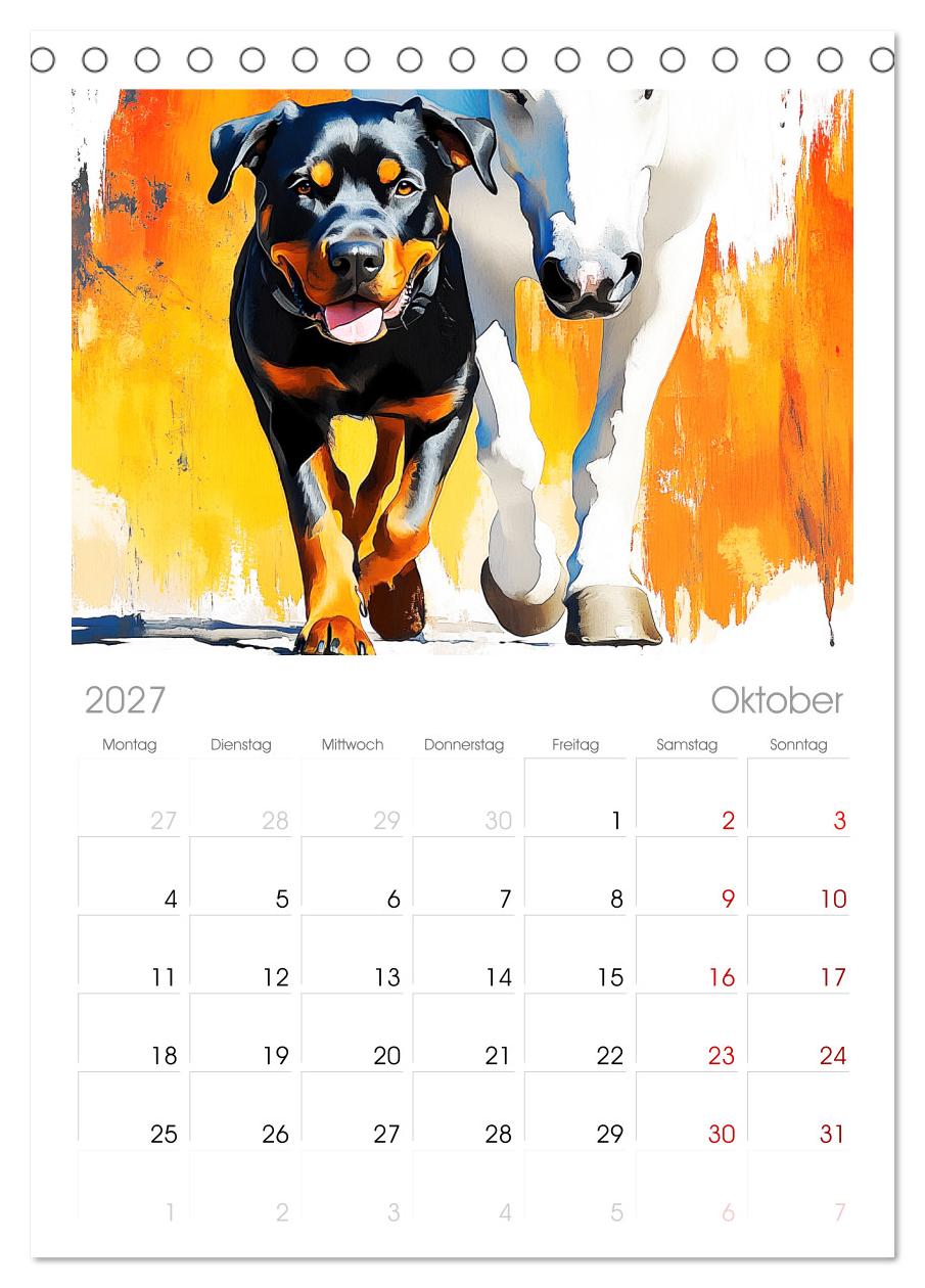 Kraftvolle Rottweiler. Stattliche Begleithunde im Aquarell-Stil