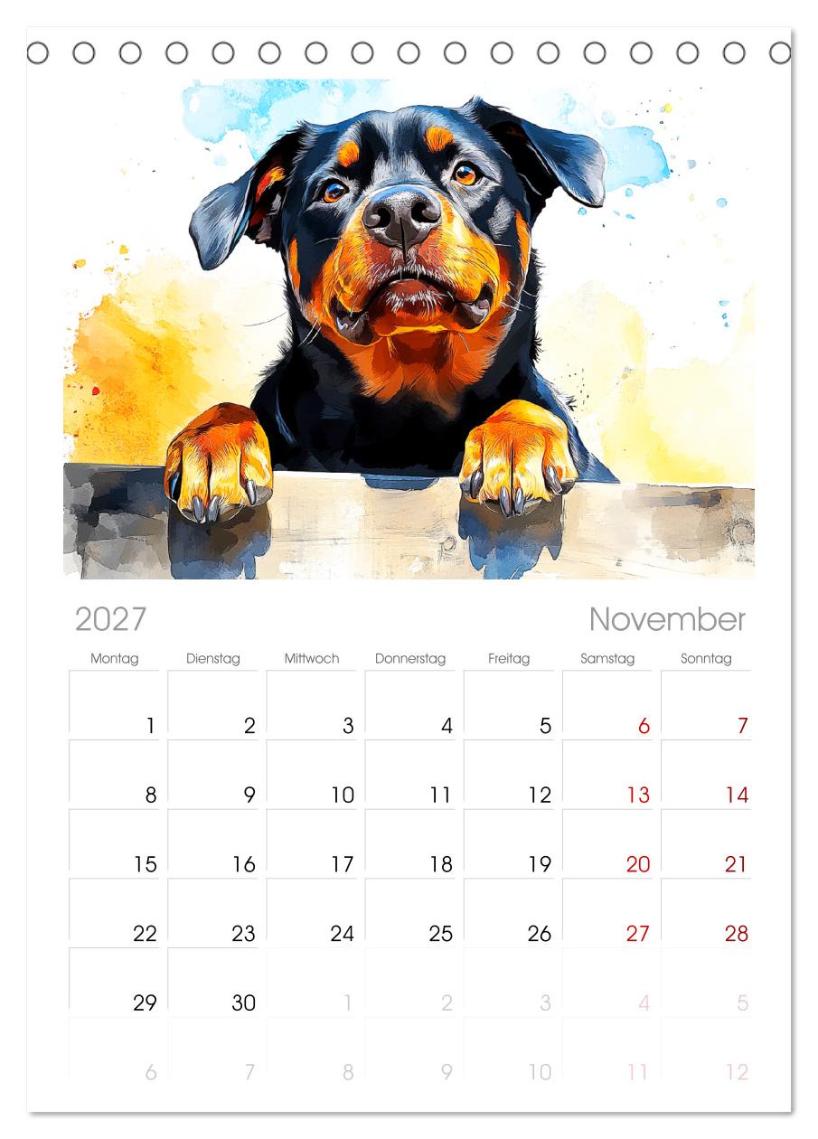 Kraftvolle Rottweiler. Stattliche Begleithunde im Aquarell-Stil