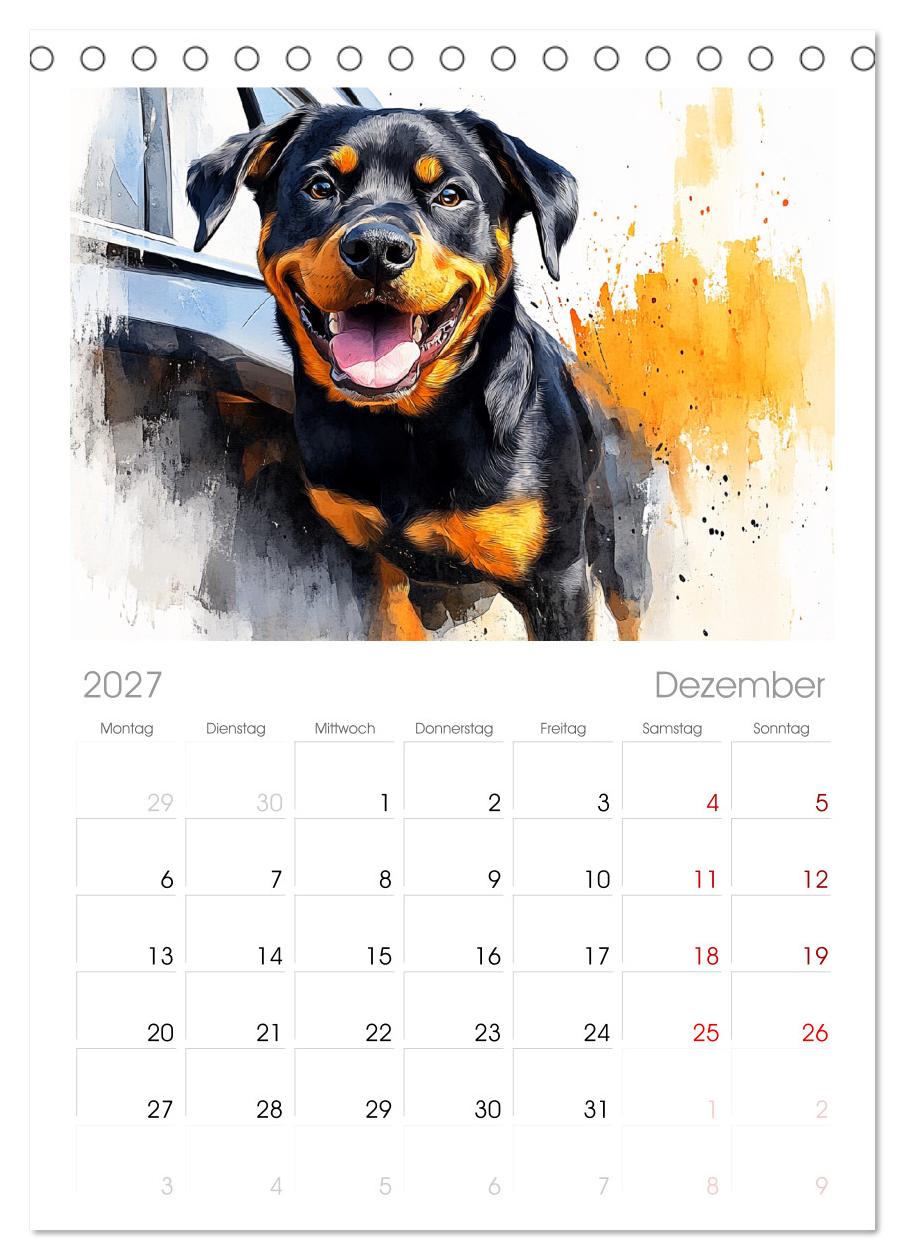 Kraftvolle Rottweiler. Stattliche Begleithunde im Aquarell-Stil