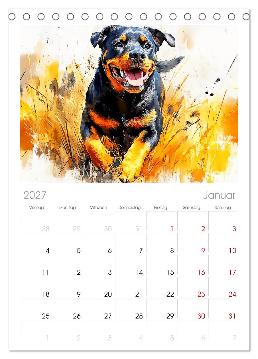 Kraftvolle Rottweiler. Stattliche Begleithunde im Aquarell-Stil