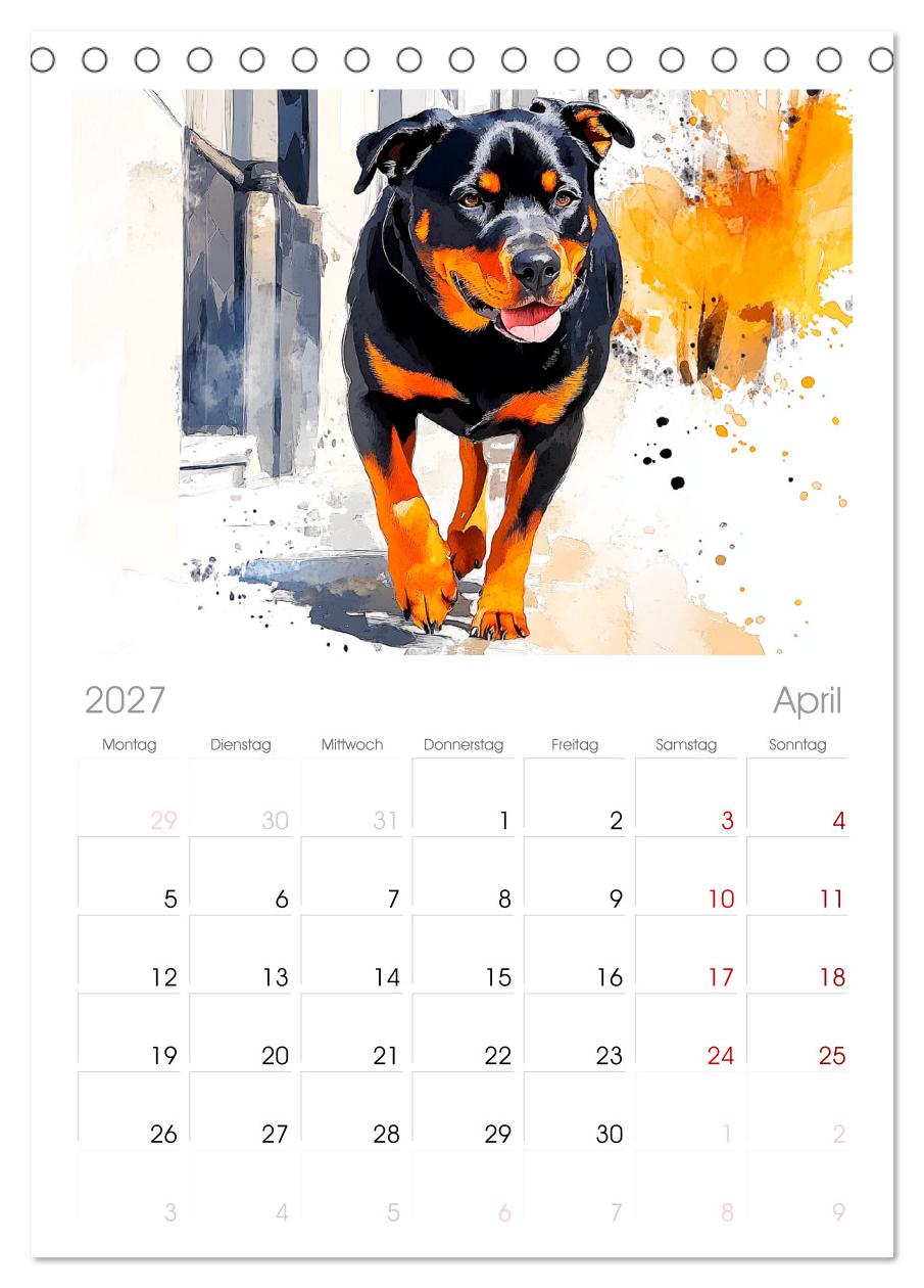 Kraftvolle Rottweiler. Stattliche Begleithunde im Aquarell-Stil