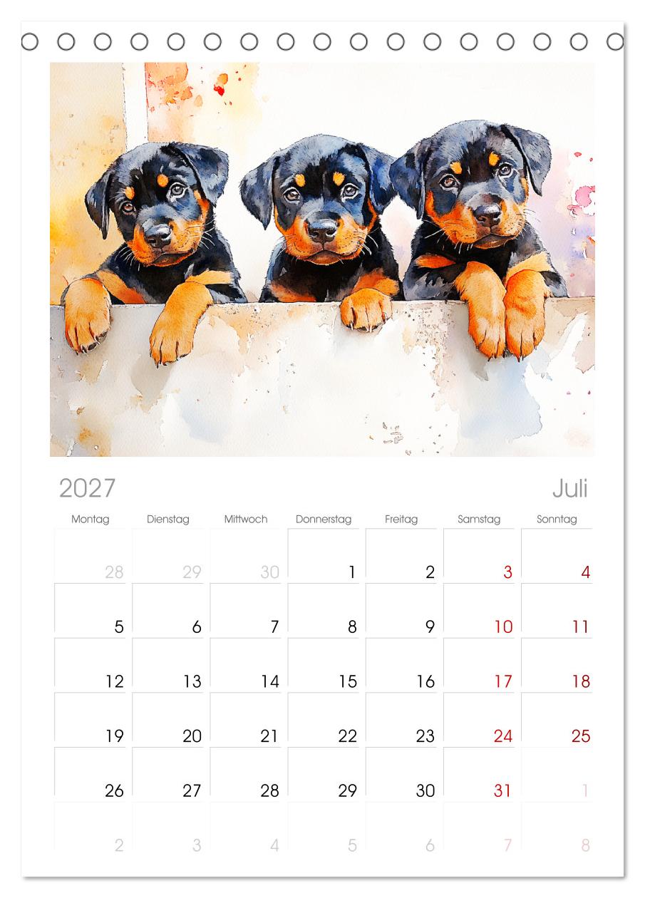 Kraftvolle Rottweiler. Stattliche Begleithunde im Aquarell-Stil