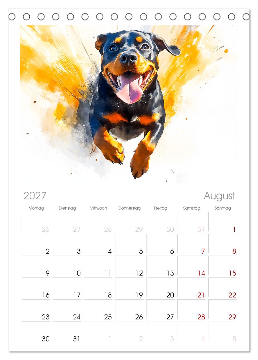 Kraftvolle Rottweiler. Stattliche Begleithunde im Aquarell-Stil