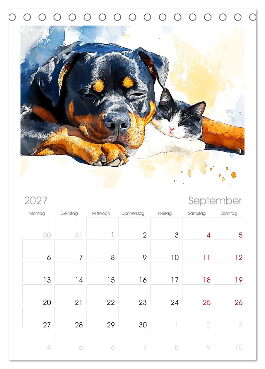 Kraftvolle Rottweiler. Stattliche Begleithunde im Aquarell-Stil