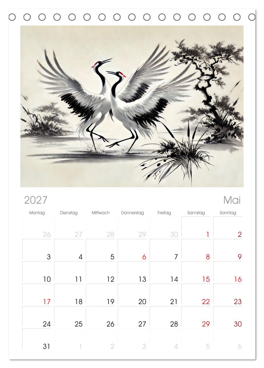 Eleganz der Kraniche - Majestätische Vögel in poetischer Tusche