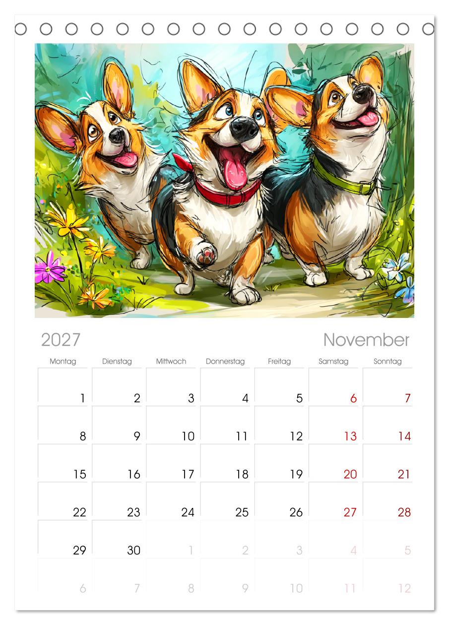 Lustige Corgis. Niedliche Cartoons von glücklichen Hunden