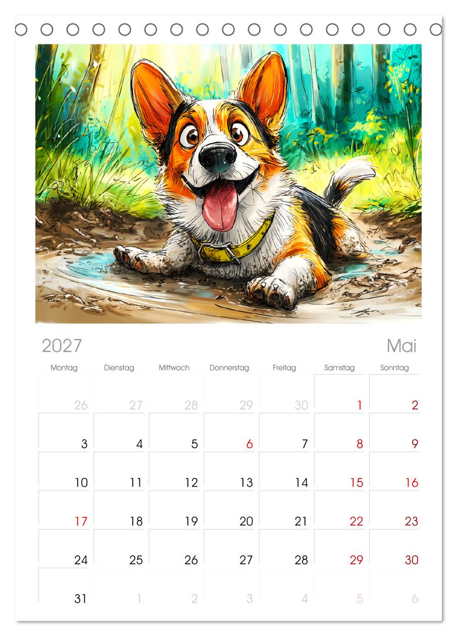 Lustige Corgis. Niedliche Cartoons von glücklichen Hunden