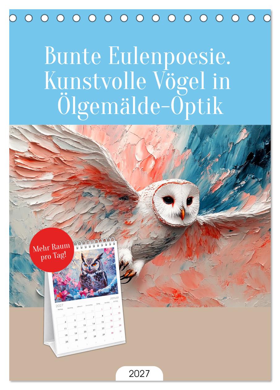 Bunte Eulenpoesie. Kunstvolle Vögel in Ölgemälde-Optik