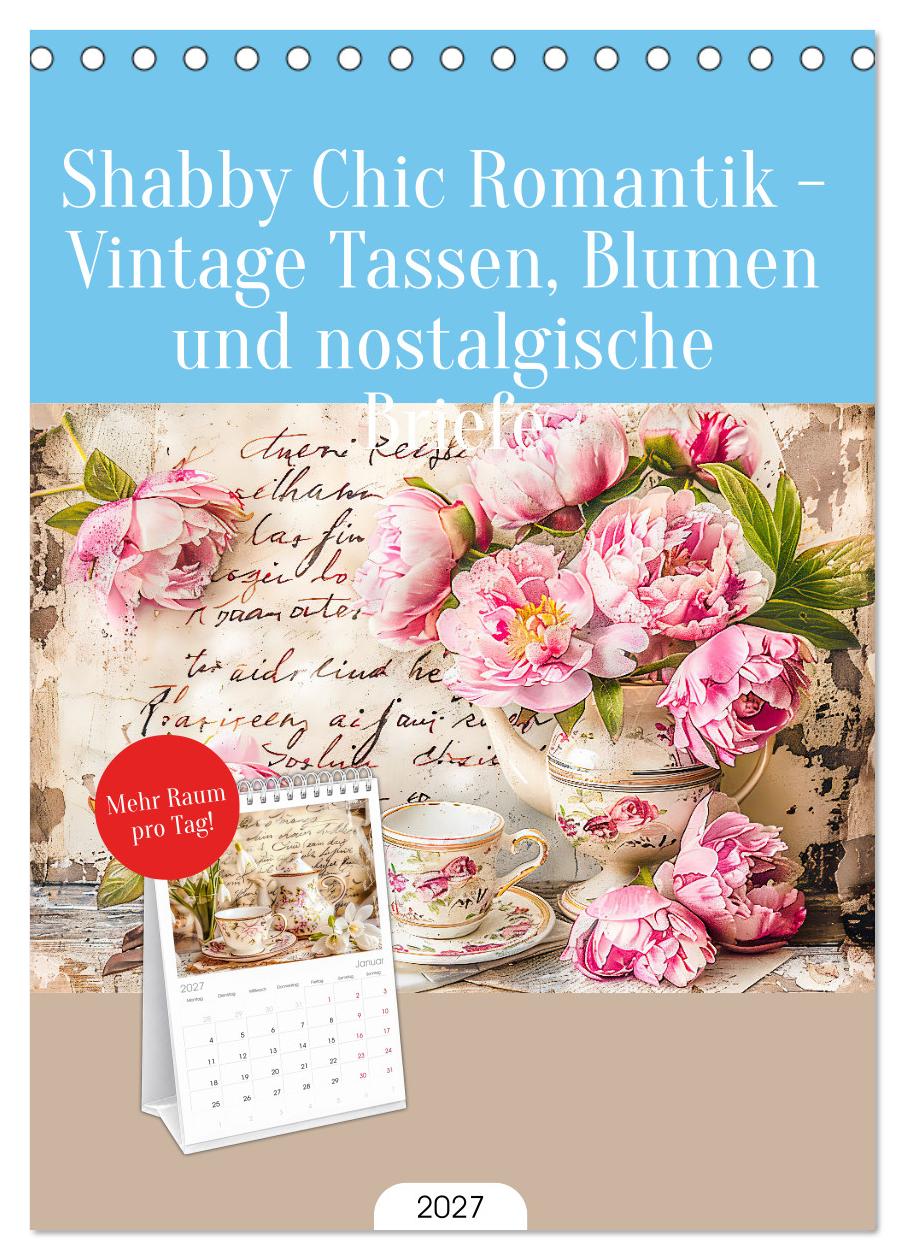 Shabby Chic Romantik - Vintage Tassen, Blumen und nostalgische Briefe