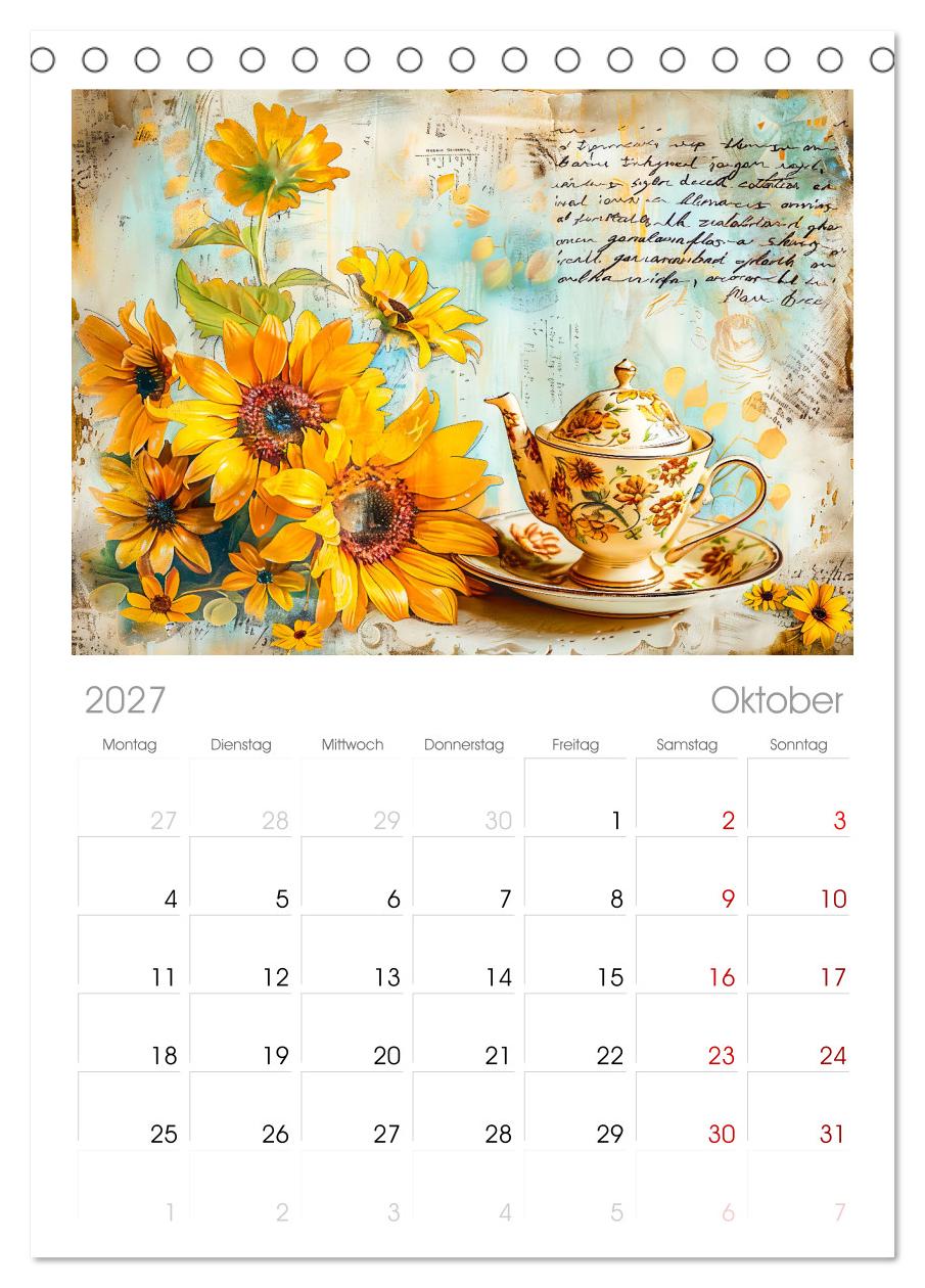Shabby Chic Romantik - Vintage Tassen, Blumen und nostalgische Briefe