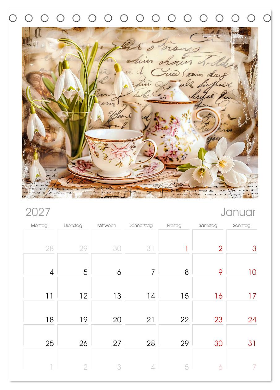 Shabby Chic Romantik - Vintage Tassen, Blumen und nostalgische Briefe