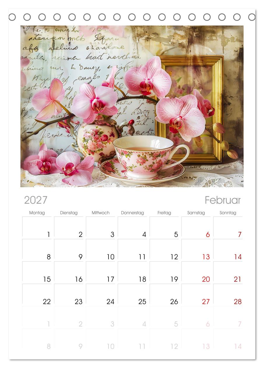 Shabby Chic Romantik - Vintage Tassen, Blumen und nostalgische Briefe