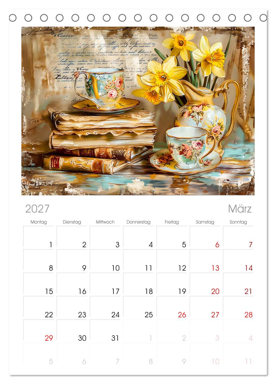 Shabby Chic Romantik - Vintage Tassen, Blumen und nostalgische Briefe