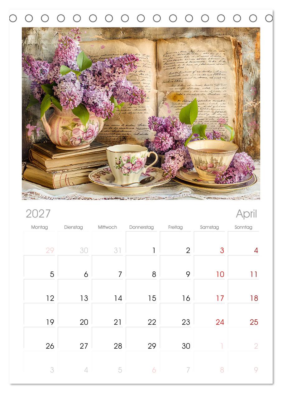 Shabby Chic Romantik - Vintage Tassen, Blumen und nostalgische Briefe