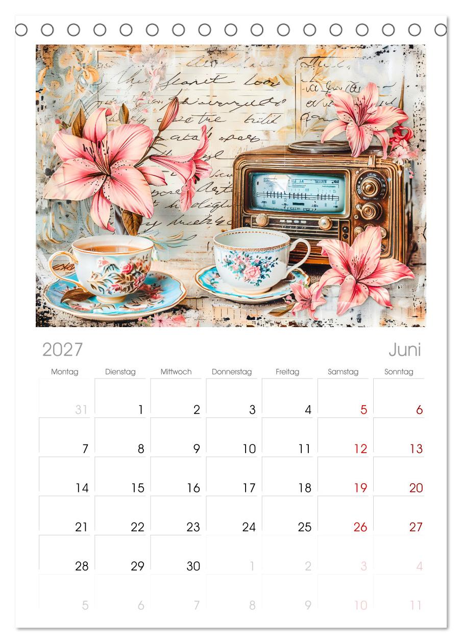 Shabby Chic Romantik - Vintage Tassen, Blumen und nostalgische Briefe
