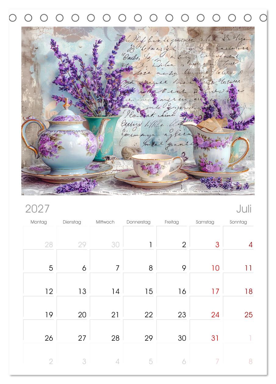 Shabby Chic Romantik - Vintage Tassen, Blumen und nostalgische Briefe