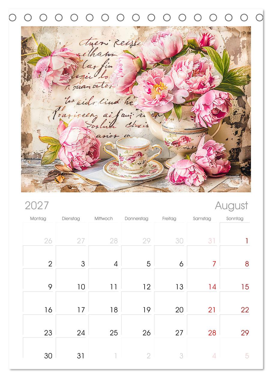 Shabby Chic Romantik - Vintage Tassen, Blumen und nostalgische Briefe
