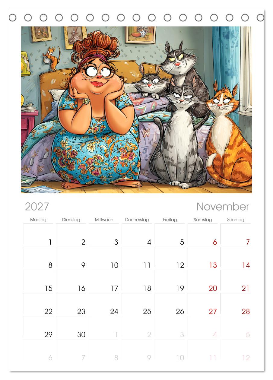 Katzen und Frauen. Lustige Cartoons vom täglichen Chaos