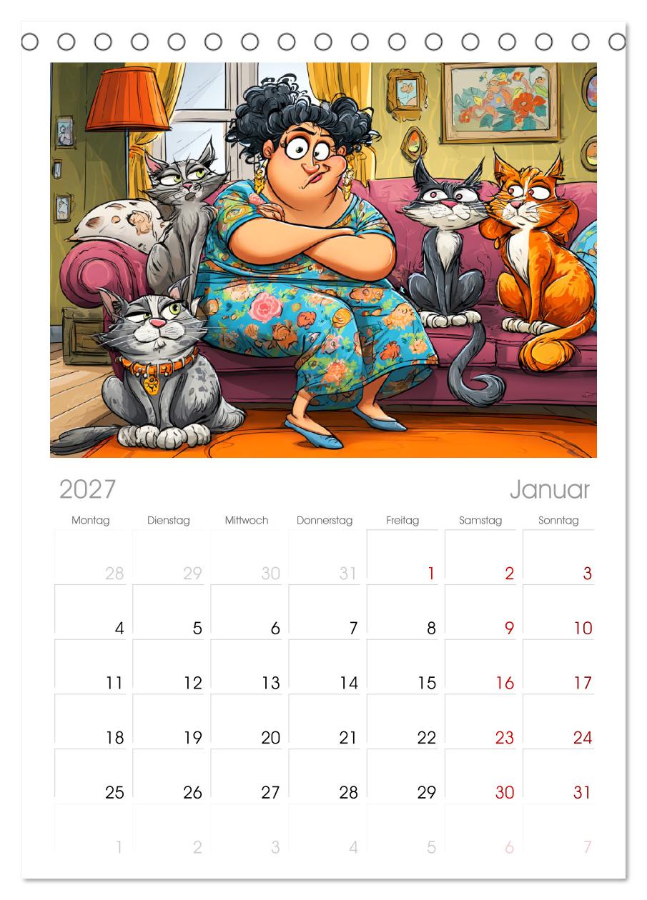 Katzen und Frauen. Lustige Cartoons vom täglichen Chaos