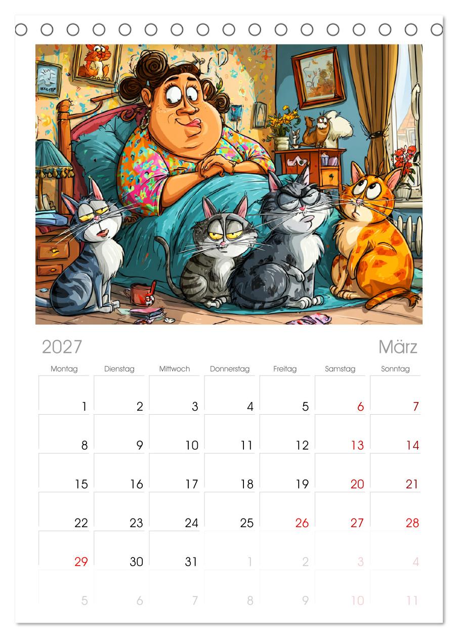 Katzen und Frauen. Lustige Cartoons vom täglichen Chaos